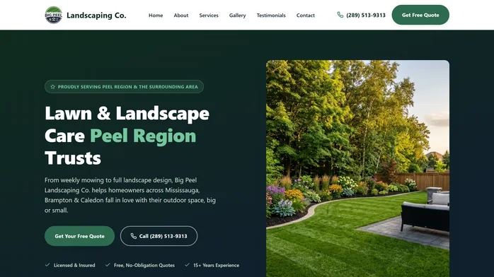 Modern landscaping website built by Mindstorm AI